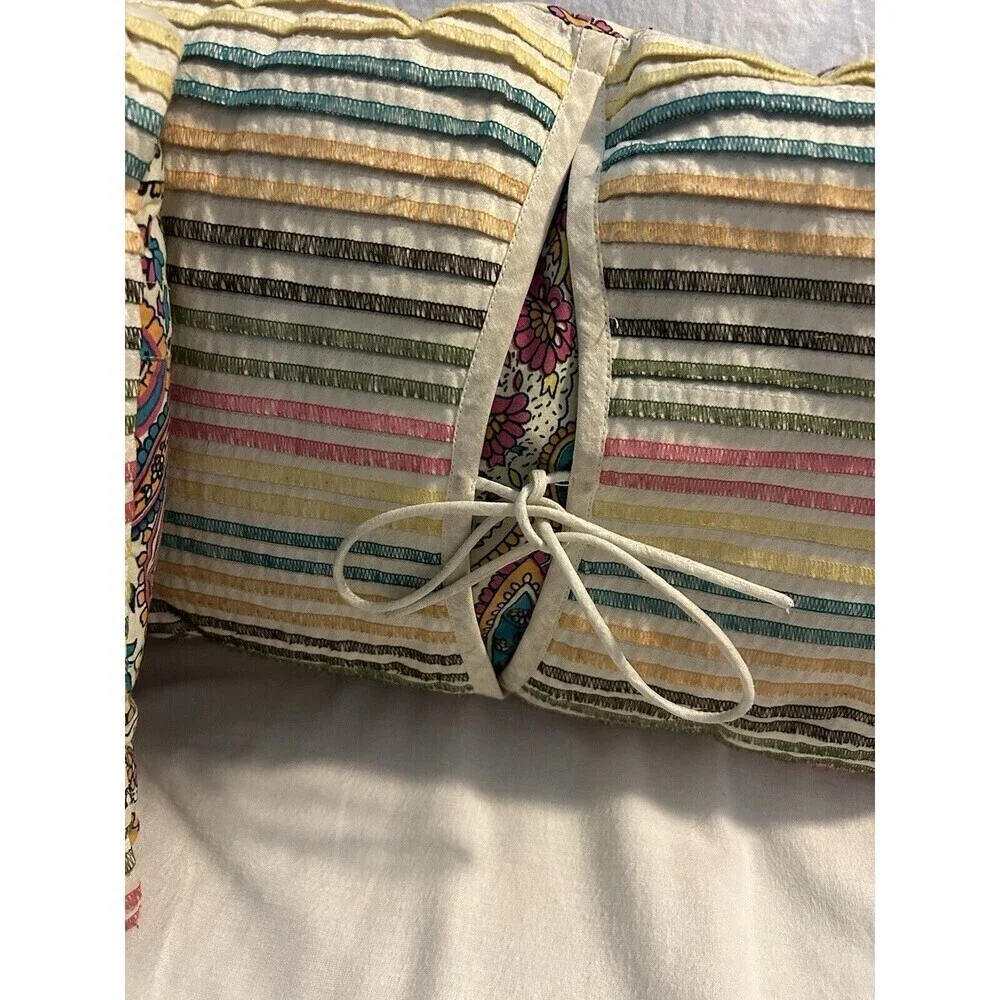 2 Rare Unique Paisley Striped Cotton Throw Pillows Pier One Imports